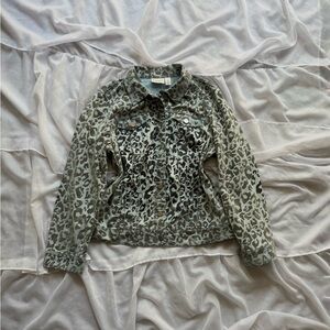 Chico's Leopard Print Velvet Jean Jacket